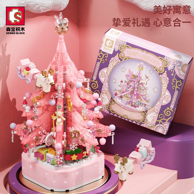 Christmas Music Box Senbao Building Blocks Crystal Christmas Tree Creative Educational Assembled Toys Holiday Gifts And Retail - Image 2