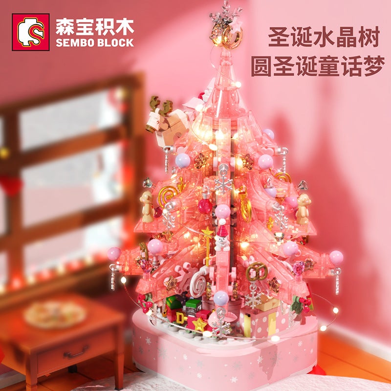 Christmas Music Box Senbao Building Blocks Crystal Christmas Tree Creative Educational Assembled Toys Holiday Gifts And Retail - Image 3