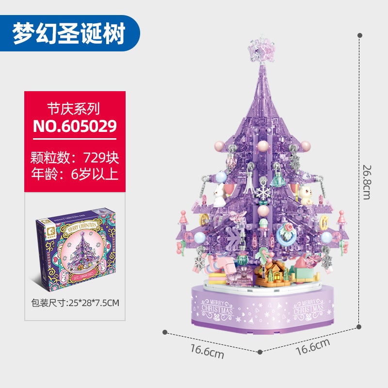 Christmas Music Box Senbao Building Blocks Crystal Christmas Tree Creative Educational Assembled Toys Holiday Gifts And Retail - Image 5