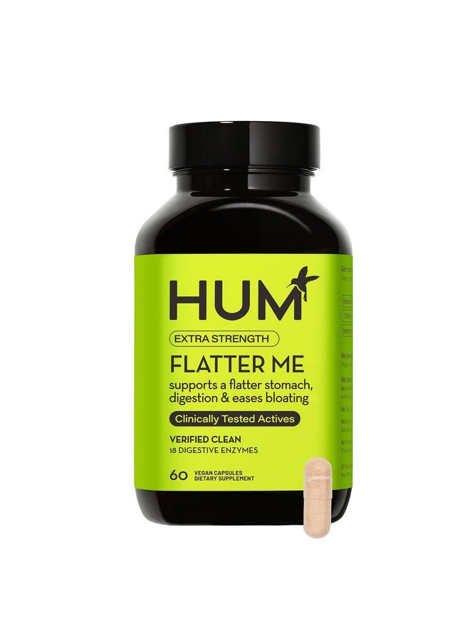 HUM Flatter Me Extra Strength Digestive Enzymes - Fast-Acting Bloat Relief for Digestive Health & Debloating Multi Enzyme, Vegan, 60 Servings - Image 1
