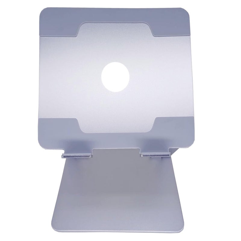 Krevia Aluminum Foldable Laptop Standing Stand for Desk Adjustable Computer Riser for Laptops up to 14 inches Ergonomic Sit to Stand Laptop StandSilver - Image 3
