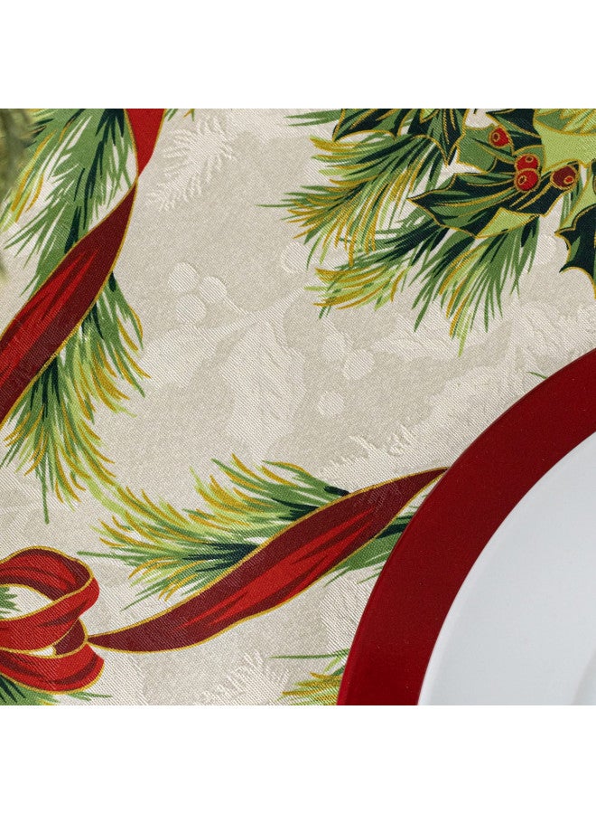 Benson Mills Christmas Ribbons Engineered Printed Fabric Table Cloth, Winter, Holiday and Christmas Tablecloth (60" X 104" Rectangular, Xmas Ribbons) - Image 4