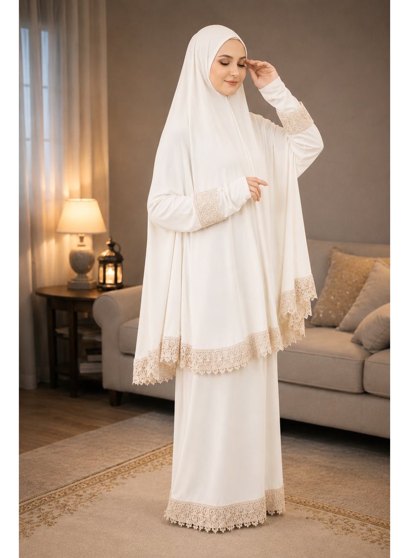 أولودينيز  طقم صلاة نسائي قطعتين – قماش لايكرا بارد ومريح – ساتر ومناسب لمعظم المقاسات – صناعة تركية - Image 1