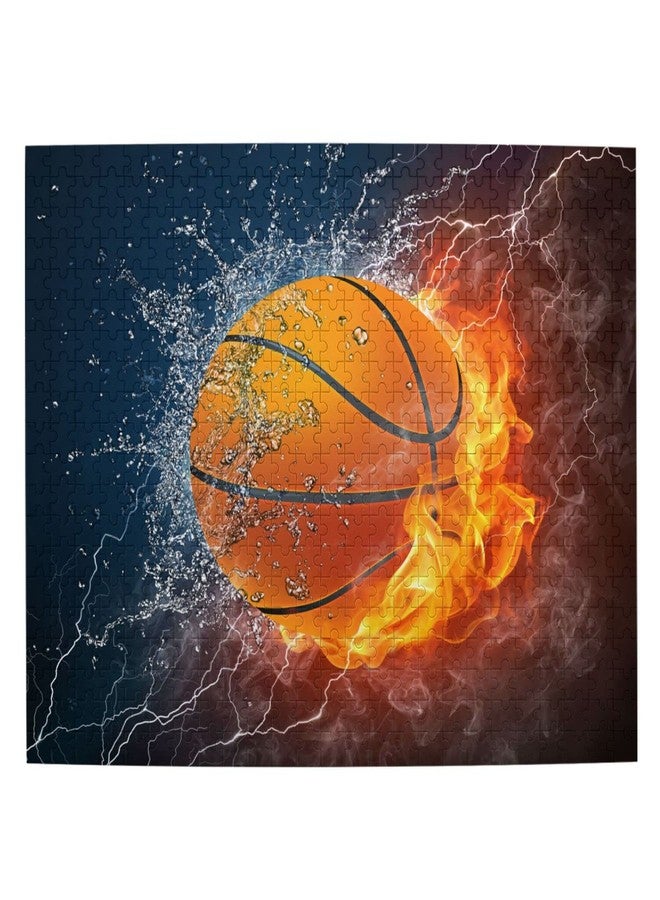 Futterya Wooden Jigsaw Puzzles 500 Piece Basketball Fire Intellective Game for Teens Modern Stylish Nice Collection Home Decoration - Image 1