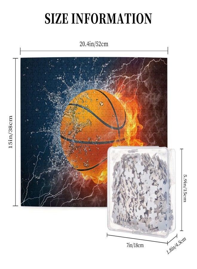 Futterya Wooden Jigsaw Puzzles 500 Piece Basketball Fire Intellective Game for Teens Modern Stylish Nice Collection Home Decoration - Image 2