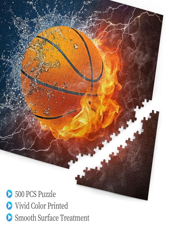 Futterya Wooden Jigsaw Puzzles 500 Piece Basketball Fire Intellective Game for Teens Modern Stylish Nice Collection Home Decoration - Image 3