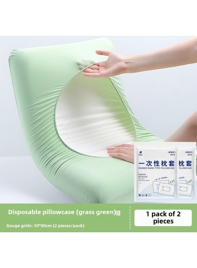 Thickened Disposable Pillowcase Dirty Air Permeable Hotel Special Beauty Salon Pillowcase Non-woven Travel Products Pillow Towel-Color:Disposable Pillowcase 2 Pieces  Green-Specifications:50*80  - Image 1