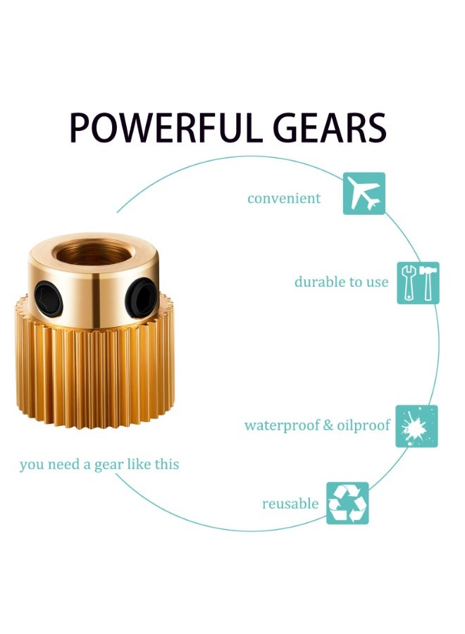 SUNSAR 3D Printer Extruder Drive Gear, 40 Teeth Brass Wheel, 10-Pack, Compatible with Ender 3, CR-10 Series - Image 2