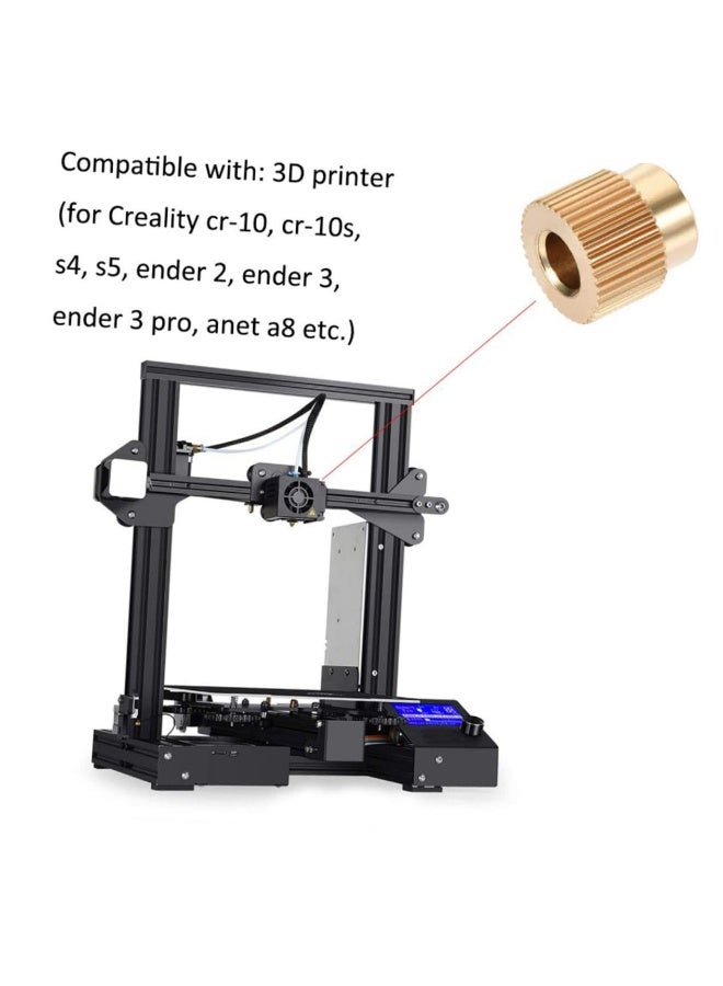 SUNSAR 3D Printer Extruder Drive Gear, 40 Teeth Brass Wheel, 10-Pack, Compatible with Ender 3, CR-10 Series - Image 4