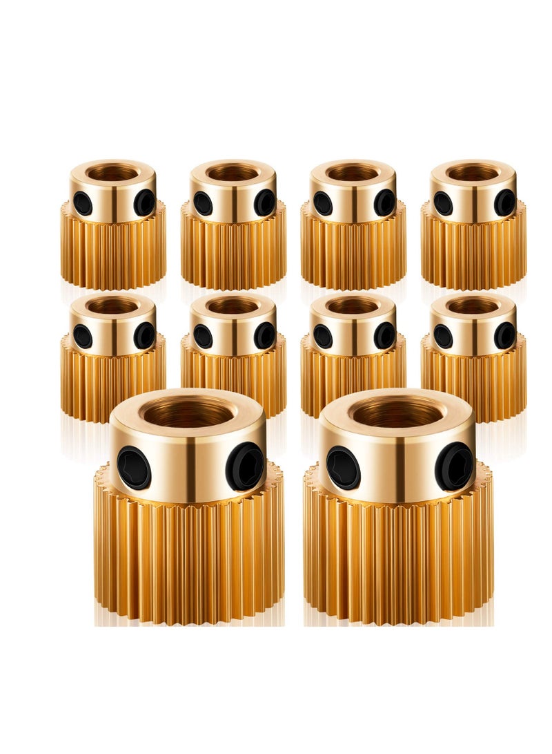 SUNSAR 3D Printer Extruder Drive Gear, 40 Teeth Brass Wheel, 10-Pack, Compatible with Ender 3, CR-10 Series - Image 1