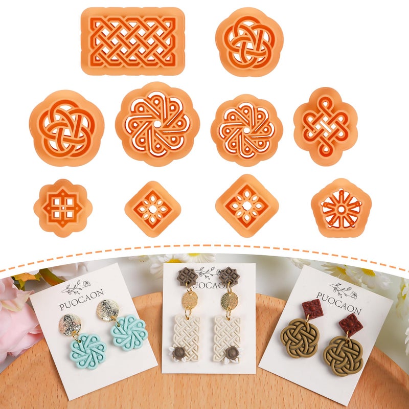 Puocaon Puocaon Knot Polymer Clay Cutters  10 Pcs Weave Knot  Rattan Earrings Cutters 