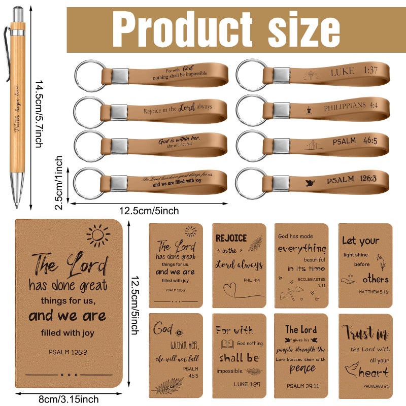 PerKoop 48 Pcs Christian Party Favors 3 x 5 Inch Religious Notepads Pens Bible Verse Keychains Bulk Jesus Loves You Gifts for Church Sunday School Office Supplies - Image 2