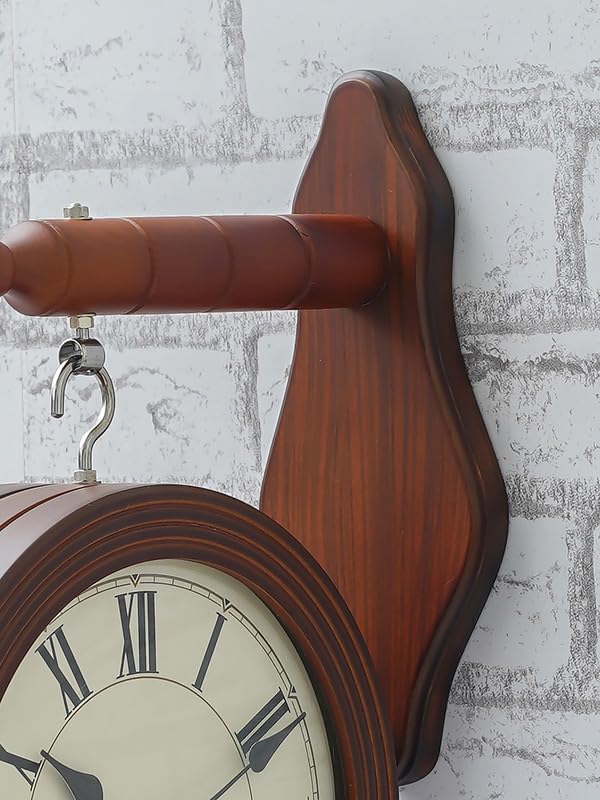 CHRONIKLE Elegant Wooden Round Double Sided English and Roman Numbers Station Wall Clock for Living Room Home Decor Office Gifts (Size: 28 x 11 x 40 CM | Weight: 1700 Gram | Color: Brown) - Image 4