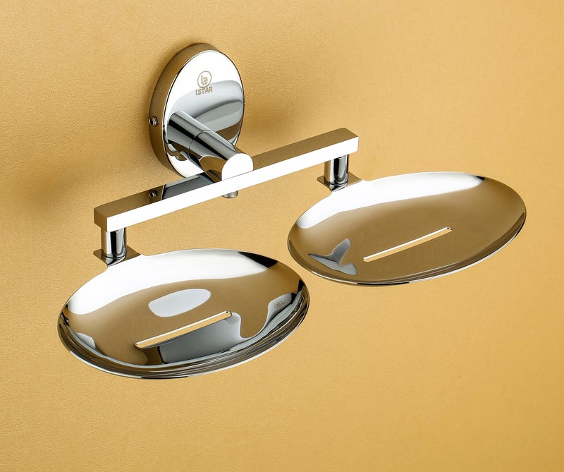 iSTAR Stainless Steel Anti Rust Corrosion-Free Soap Holder Soap Stand Bathroom Soap Stand/Bathroom Accessories Silver (Double Pack of 1) - Image 1