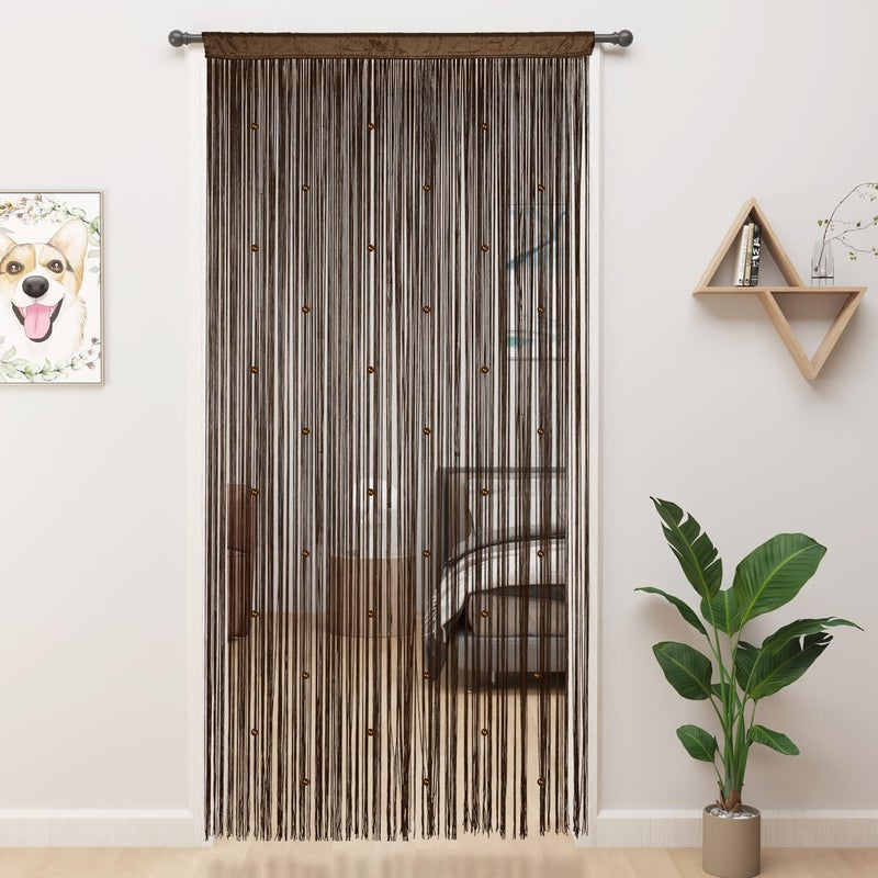 YIIBAII Beaded Curtain Beaded Curtains for Doorways Crystals Suitable for Interior Hanging Decoration and Partitions Closet Curtains 39x79 Coffee