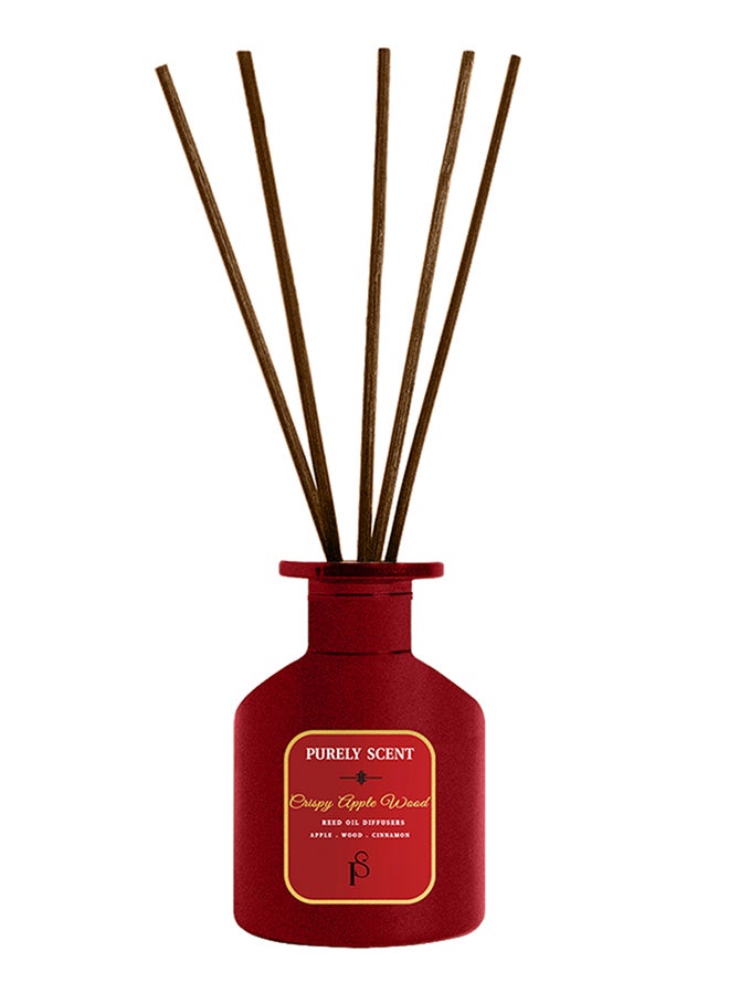 PURELY SCENT Crispy Apple Wood Reed Diffuser – Large 200ML Reed Oil Diffuser with Essential Oils – Long Lasting Fall Home Fragrance – Green Apple, Oak & Cinnamon – Elegant Rustic Aromatherapy Decor  - Image 1