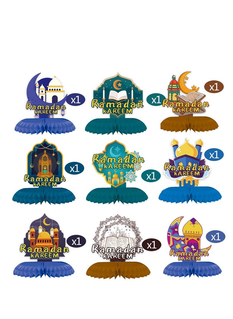 Y&D 9 Pieces Of Ramadan Kareem Honeycomb Decorations Party Atmosphere Decorations Paper Decorations - Image 1