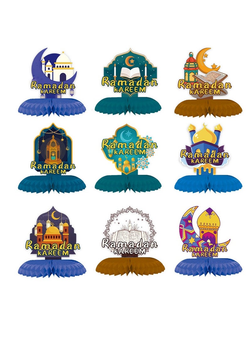 Y&D 9 Pieces Of Ramadan Kareem Honeycomb Decorations Party Atmosphere Decorations Paper Decorations  - Image 1