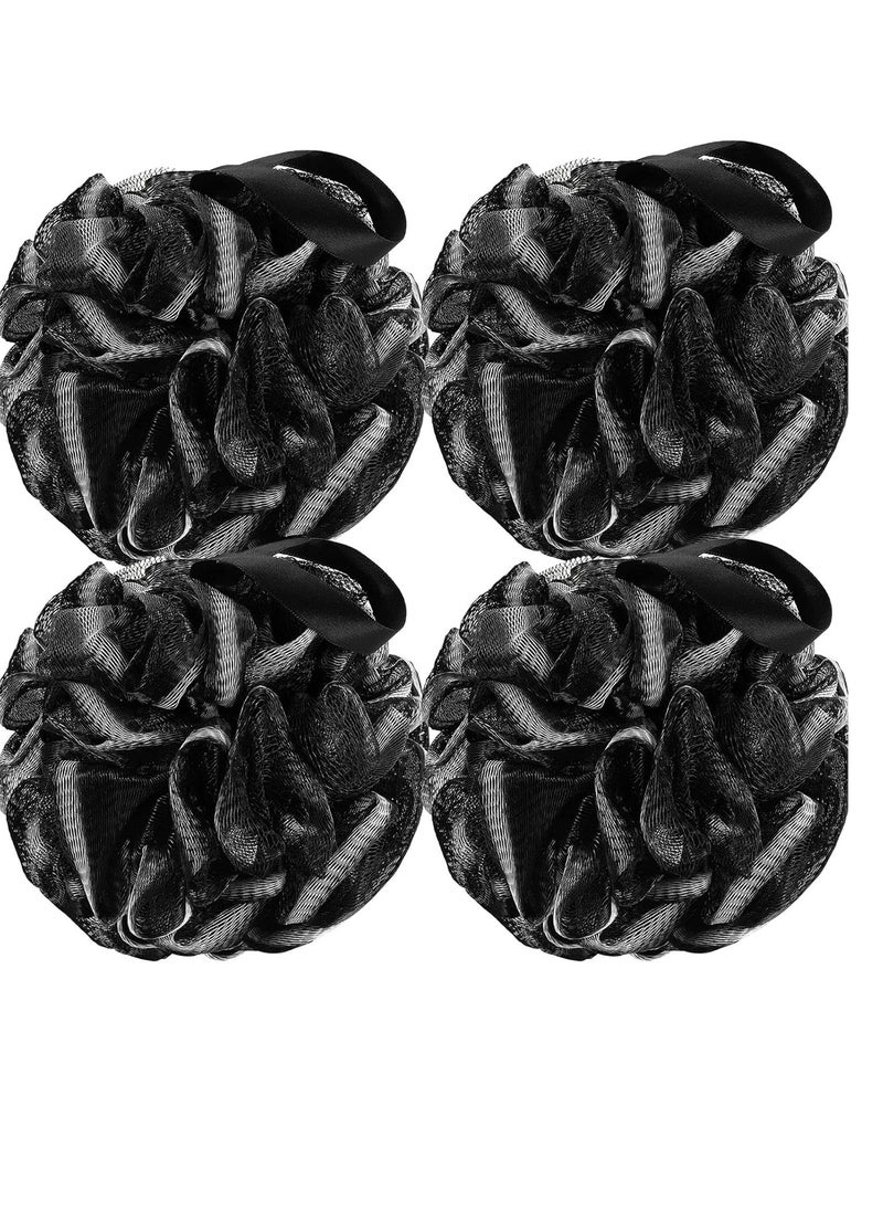DadyMart - Bath Shower Loofah Sponge 60g Bath Mesh Pouf Shower Ball Body Scrubber Exfoliating Bath Sponge for Women and Men, Set of 4, Black - Image 1
