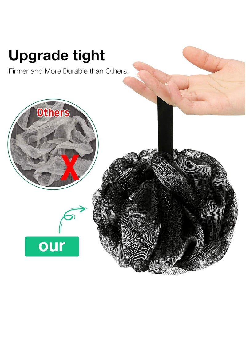 DadyMart - Bath Shower Loofah Sponge 60g Bath Mesh Pouf Shower Ball Body Scrubber Exfoliating Bath Sponge for Women and Men, Set of 4, Black - Image 1