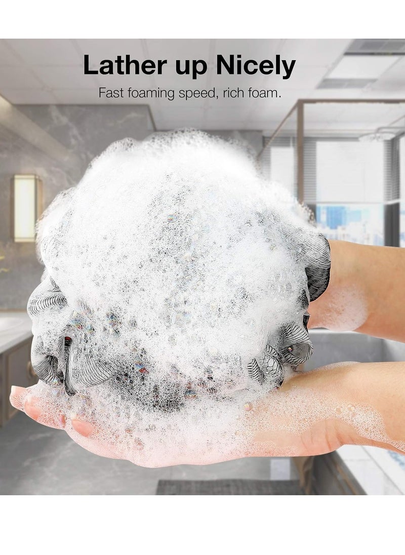 DadyMart - Bath Shower Loofah Sponge 60g Bath Mesh Pouf Shower Ball Body Scrubber Exfoliating Bath Sponge for Women and Men, Set of 4, Black - Image 1