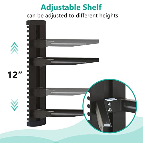 WALI Floating Entertainment Center Shelves, Holds Up to 17.6lbs, TV Shelf with Strengthened Tempered Glasses for DVD Players, Cable Boxes, Games Consoles, TV Accessories (CS202B), 2 Shelf, Black - Image 5