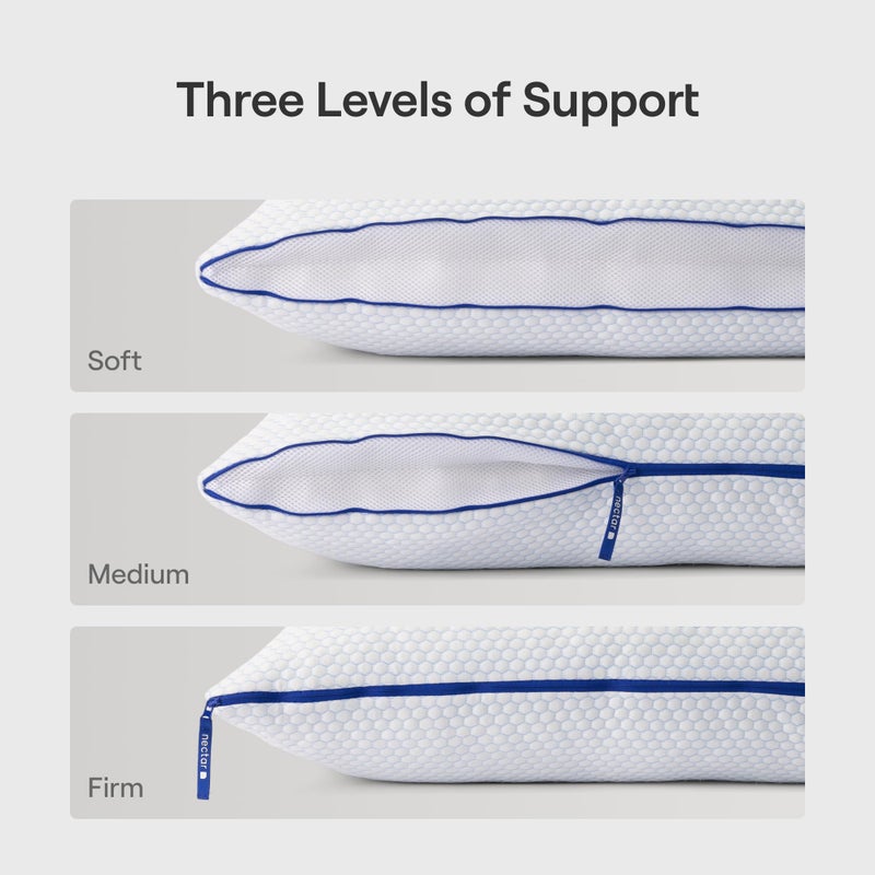 Nectar Tri-Comfort Cooling Pillow - Adjustable Firmness & Support - Cooling Cover - Pressure Relief - Helps Reduce Neck Pain - Premium Memory Foam & Microfiber Down Alternative - Image 3
