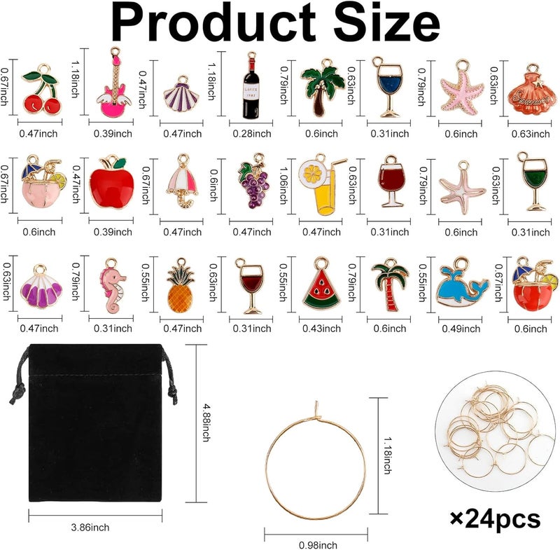 Libemskix Store Wine Glass Charms Wine Charms for Stem Glasses Drink Markers Identifiers Tags for Christmas Tasting Party Favors Decorations - Image 3