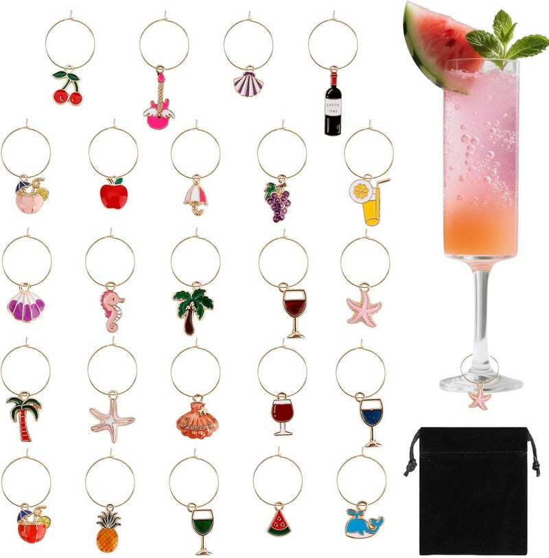 Libemskix Store Wine Glass Charms Wine Charms for Stem Glasses Drink Markers Identifiers Tags for Christmas Tasting Party Favors Decorations - Image 1