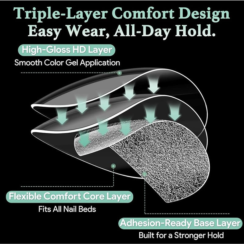 LEYKOSH Extra Short Almond Nail Tips - 216pcs Soft Gel Full Cover Fake Nails, 70-Grit Pre-Sanded Matte Clear Press on Nails for Extension, DIY Home Manicure with 12 Sizes - Image 3