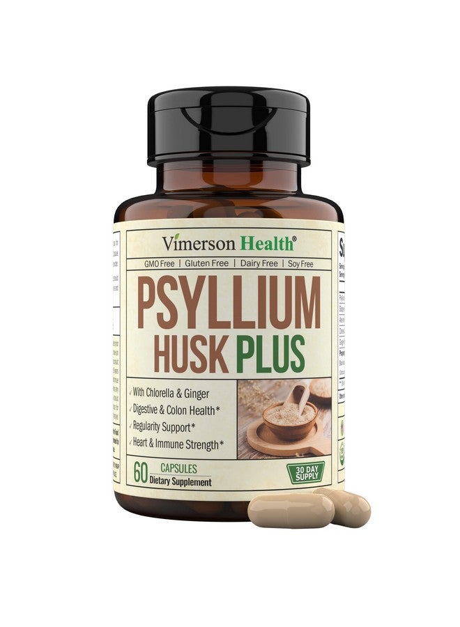 Vimerson Health Psyllium Husk Powder Capsules. Fiber Supplement For Digestive & Gut Health And Regularity Support Daily Fiber Pills For Antioxidant & Energy Support With Chlorella & Ginger Root For Men And Women. - Image 1