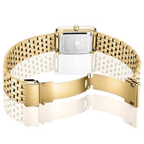Asan Ge Watches for Women Vintage Bracelet Roman Dial Japanese Movement Rectangular Case Watch 3ATM Waterproof Self-Adjust Watch Size Without Tools - Image 4