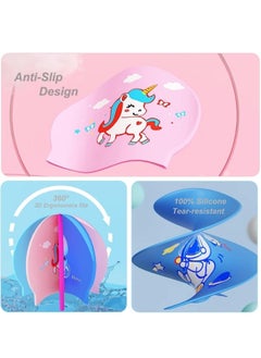 ShebSheb Kids Swim Cap With Swimming Goggles For Girls Boys(Age 6-14) Silicone Waterproof Swimming And Bathing Caps For Long And Short Hair Child Toddler Teens  - Image 5