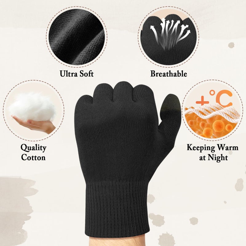 MIG4U Moisturizing Beauty Gloves Touch Screen Overnight Sleeping Glove Large for Men SPA, Dry Hands, Nighttime Lotion, UV Protection, Cosmetic Treatment, XL Black 1 Pairs - Image 5