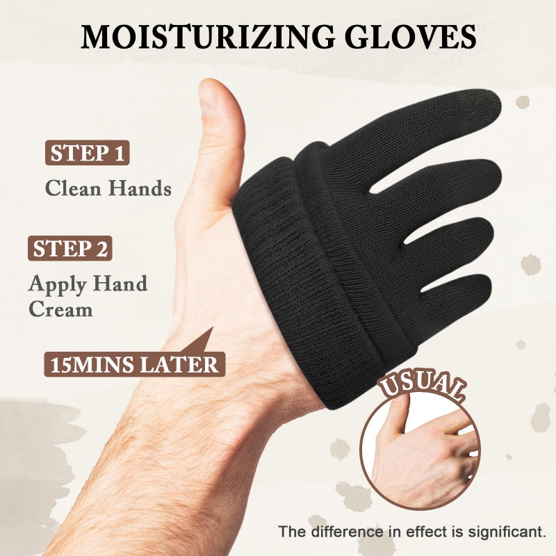 MIG4U Moisturizing Beauty Gloves Touch Screen Overnight Sleeping Glove Large for Men SPA, Dry Hands, Nighttime Lotion, UV Protection, Cosmetic Treatment, XL Black 1 Pairs - Image 2