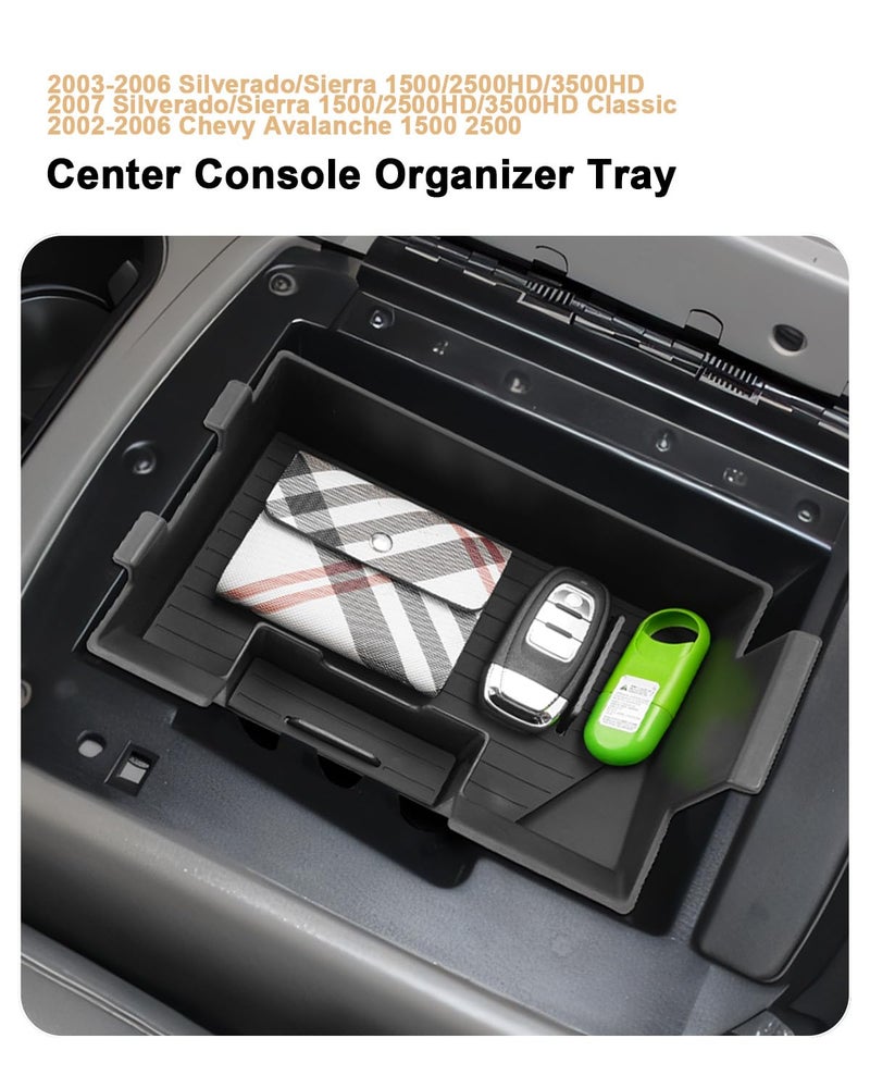 ECOZEN Center Console Organizer For 2003-2006 Silverado/Sierra 1500/2500HD/3500HD & 2007 Silverado/Sierra Classic & 2002-2006 Chevy Avalanche Accessories - Full Console w/Bucket Seats Only - Image 4