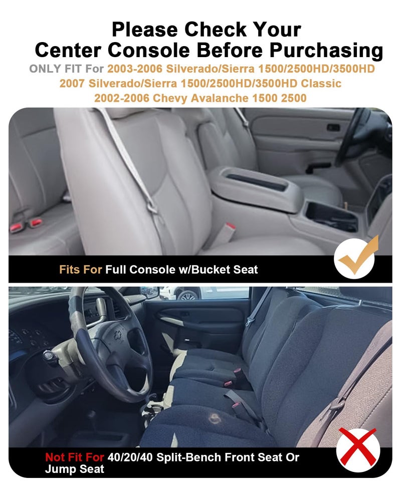 ECOZEN Center Console Organizer For 2003-2006 Silverado/Sierra 1500/2500HD/3500HD & 2007 Silverado/Sierra Classic & 2002-2006 Chevy Avalanche Accessories - Full Console w/Bucket Seats Only - Image 2