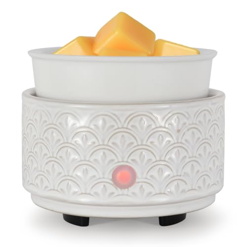 kobodon Ceramic Wax Melt Warmer - 3-in-1Electric Wax Warmer-Fragrance Candle Burner for Scented Wax Tarts and Essential Oils - Wax Melts as Gifts for Moms Grandma Women Girls（White-Gray） - Image 1