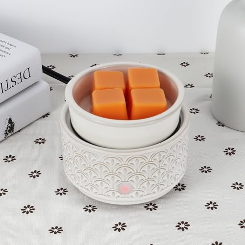 kobodon Ceramic Wax Melt Warmer - 3-in-1Electric Wax Warmer-Fragrance Candle Burner for Scented Wax Tarts and Essential Oils - Wax Melts as Gifts for Moms Grandma Women Girls（White-Gray） - Image 2