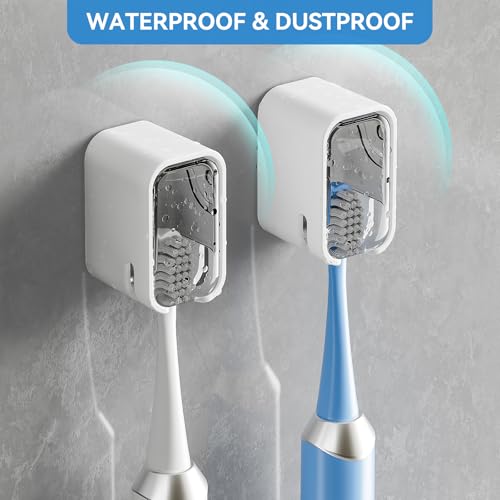 MOPMS Toothbrush Holders for Bathroom【Innovation Single Slot Design】 2PCS Toothbrush Holder Wall Mounted with Cover for Shower, Single Toothbrush Dispenser Storage Organizer for Family & Travel - Image 2