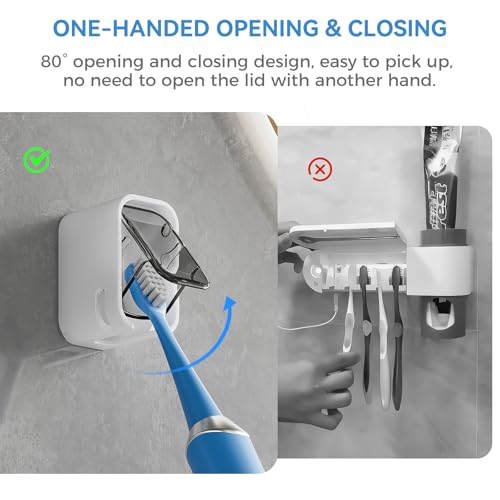 MOPMS Toothbrush Holders for Bathroom【Innovation Single Slot Design】 2PCS Toothbrush Holder Wall Mounted with Cover for Shower, Single Toothbrush Dispenser Storage Organizer for Family & Travel - Image 3