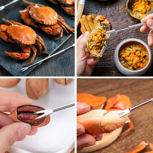 HLARTNET 8 Pcs Lobster Crackers and Picks Set, Crab Leg Cracker Tools, Stainless Steel Seafood Crackers & Forks Nut Cracker Set for Eating Stake Support - Image 4
