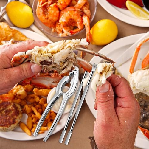 HLARTNET 8 Pcs Lobster Crackers and Picks Set, Crab Leg Cracker Tools, Stainless Steel Seafood Crackers & Forks Nut Cracker Set for Eating Stake Support - Image 5