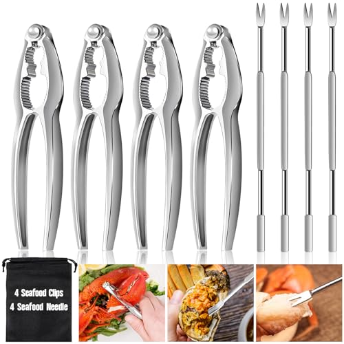 HLARTNET 8 Pcs Lobster Crackers and Picks Set, Crab Leg Cracker Tools, Stainless Steel Seafood Crackers & Forks Nut Cracker Set for Eating Stake Support - Image 1