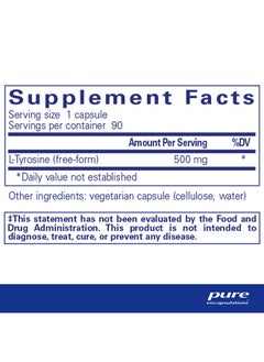 Pure Encapsulations Ltyrosine ; Amino Acid Supplement For Sleep Thyroid Support And Memory* ; 90 Capsules  - Image 3