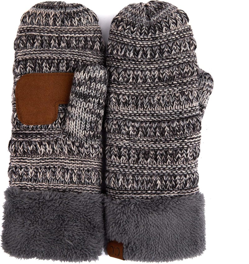 Cc Women Thick Faux Fur - Sherpa Fleece Lined Warm Winter Mittens - Image 2
