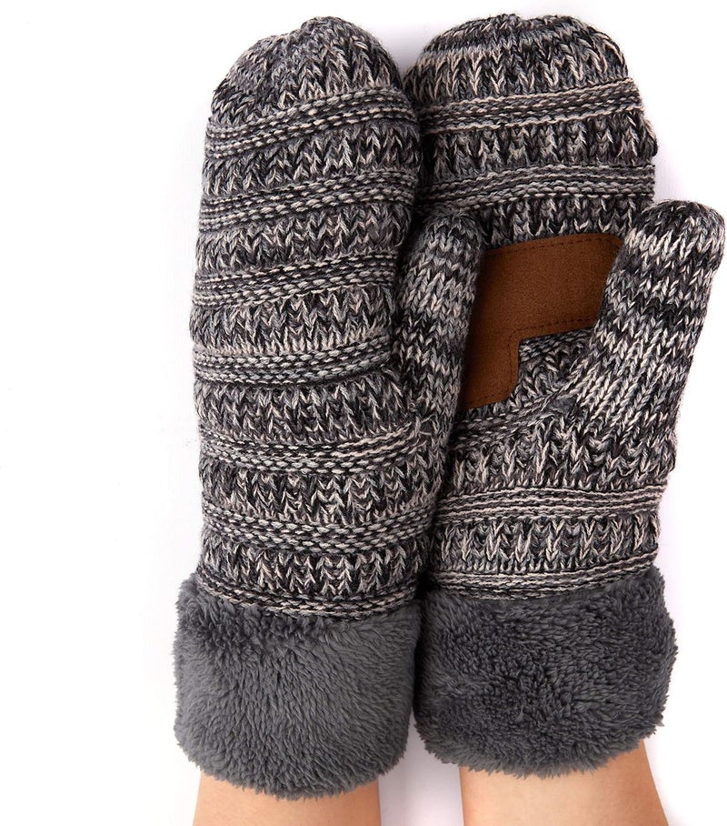 Cc Women Thick Faux Fur - Sherpa Fleece Lined Warm Winter Mittens - Image 1
