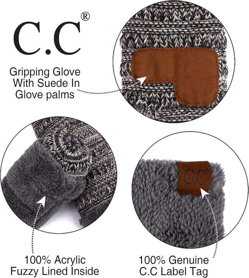 Cc Women Thick Faux Fur - Sherpa Fleece Lined Warm Winter Mittens - Image 4