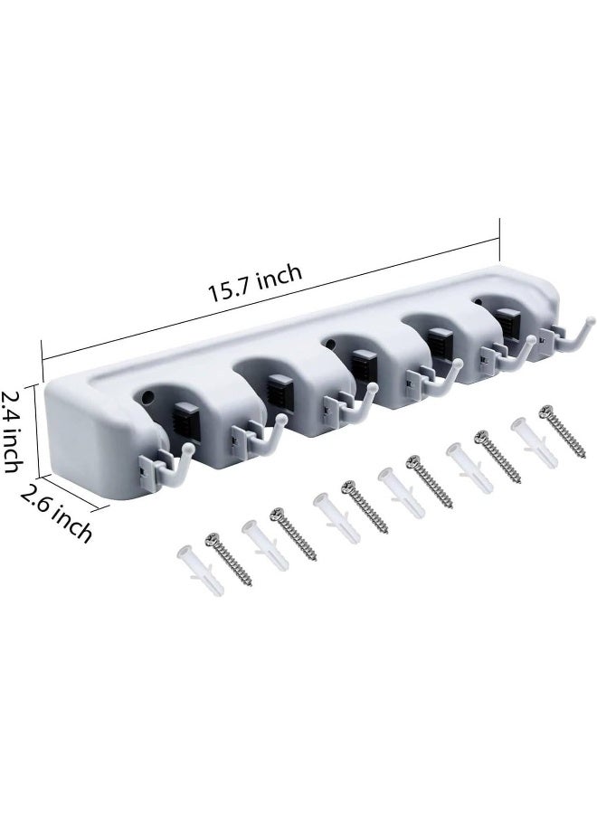 MOMENT Broom Holder Wall Mounted - Mop And Broom Hanger Holder - Garage Storage Rack & Garden Tool Organizer - 5 Position 6 Hooks For Home, Kitchen, Garden, Tools, Garage - Image 2