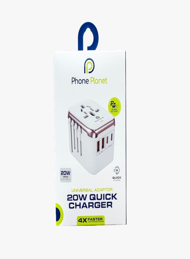 Phone Planet Universal Travel Power Adapter,5 in 1 European Travel Plug Adapter,3.5A 2xUSB-A and 2xUSB C Wall Charger and Worldwide AC Outlet for Europe USA UK AUS Asia - Image 3